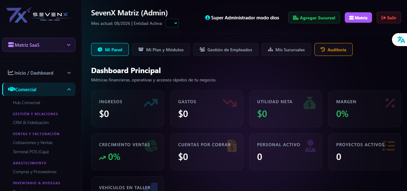 ERP Dashboard Móvil